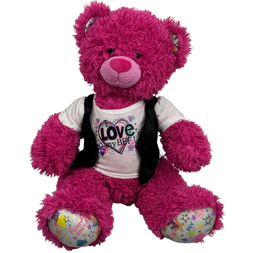 BAB 16” 2011 Pink BFF Build A Bear With Star Graphics Wearing I Love My BFF Top